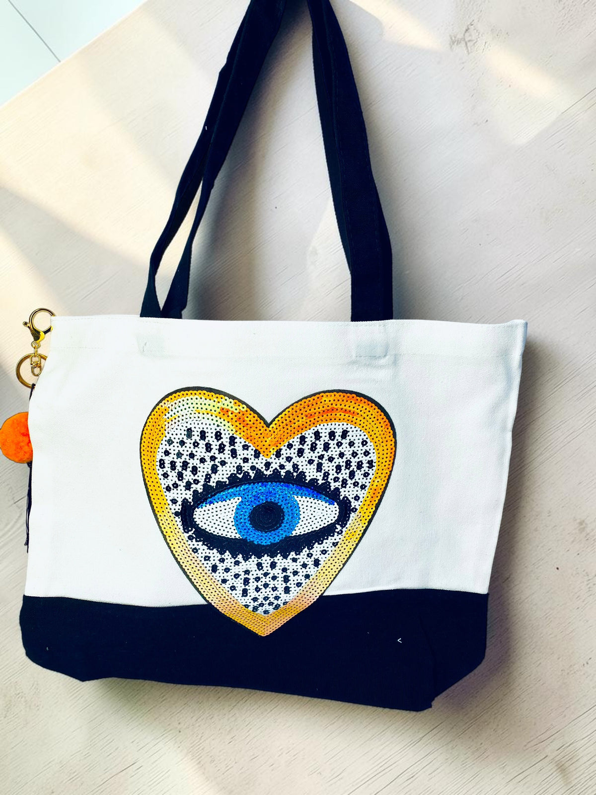 EVIL EYE PROTECTION COTTON TOTE - GOLDEN