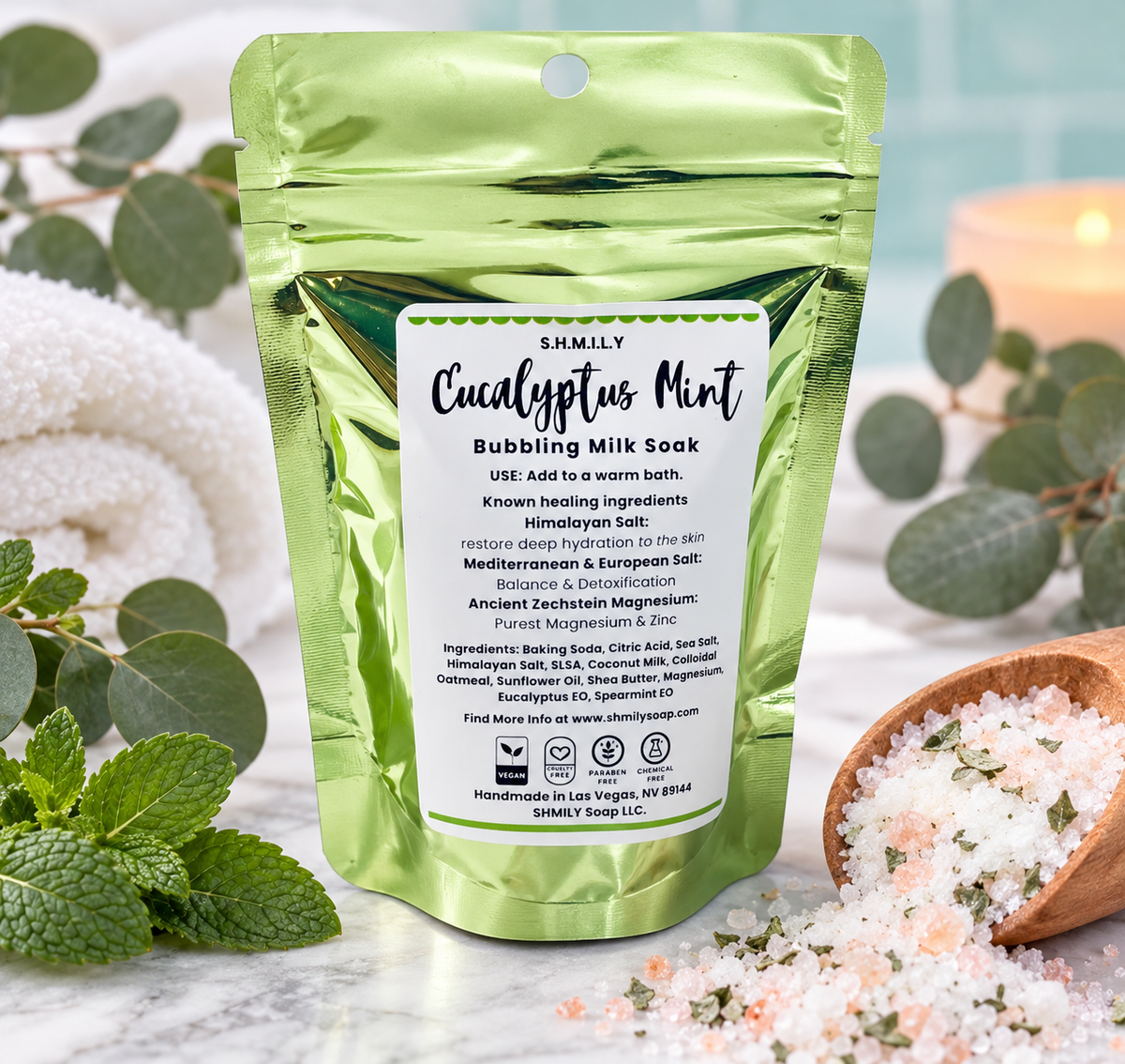 BUBBLING COCONUT MILK BATH SOAK 2 oz- EUCALYPTUS + MINT