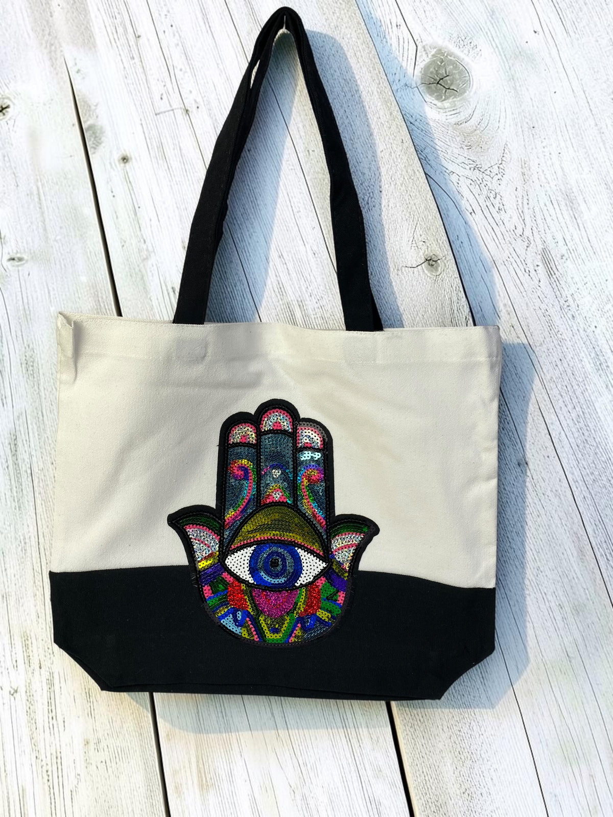 HAMSA COTTON TOTE - RAINBOW