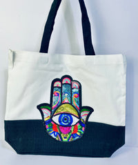 HAMSA COTTON TOTE - handcrafted