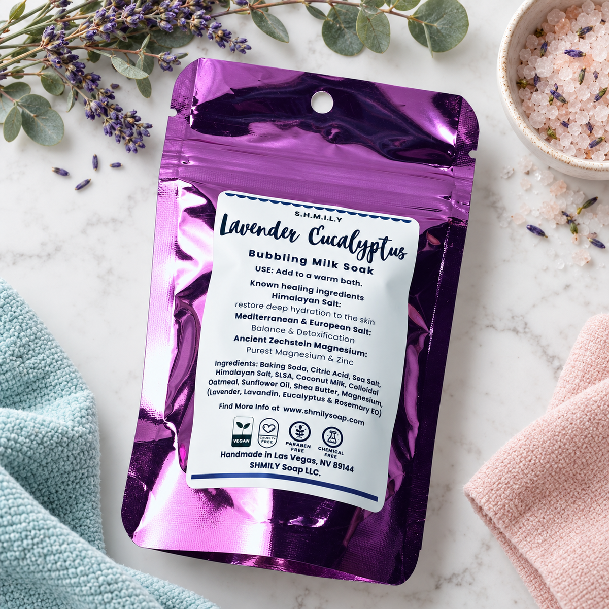BUBBLING COCONUT MILK BATH SOAK 10 oz- LAVENDER + ROSEMARY