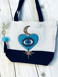 EVIL EYE PROTECTION COTTON TOTE - CELESTIAL