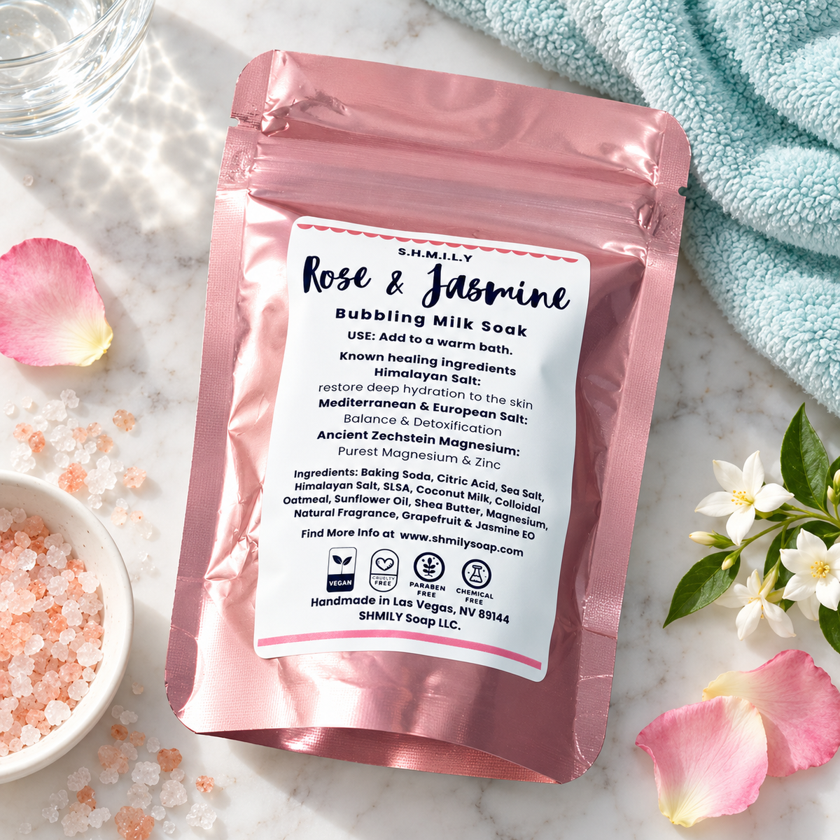 BUBBLING COCONUT MILK BATH SOAK 2 oz- ROSE ESSENTIAL