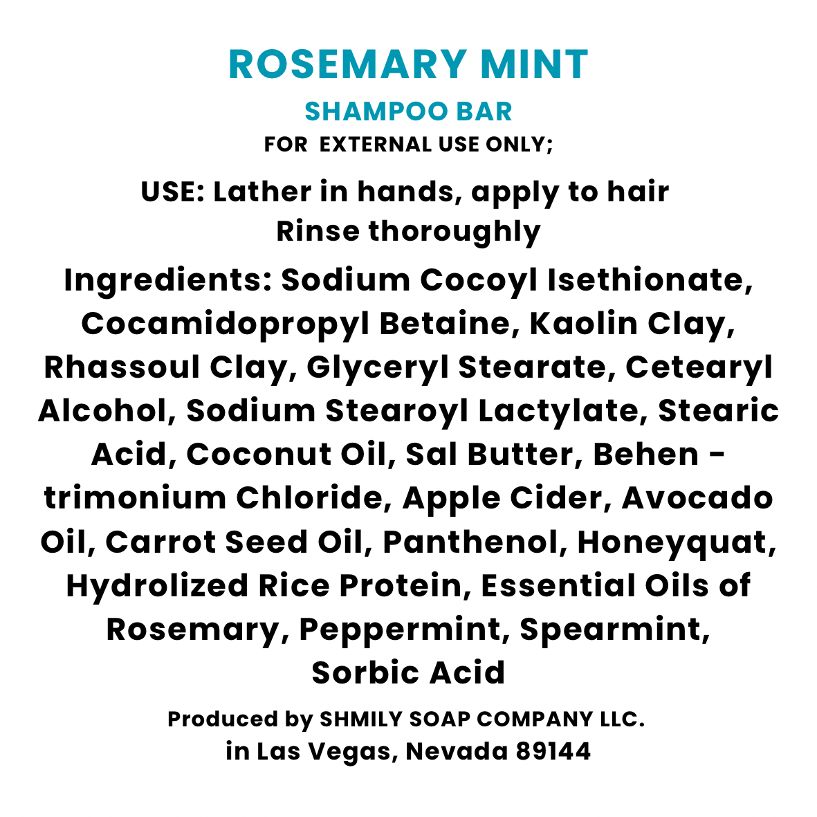 SHAMPOO BAR - ROSEMARY MINT - FOR OILY HAIR TYPES