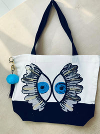 EVIL EYE PROTECTION COTTON TOTE - DOUBLE VISION