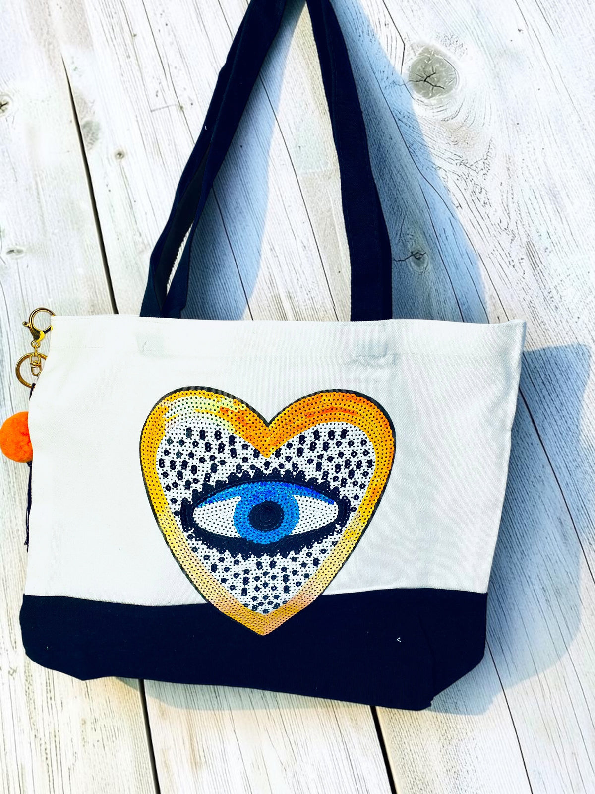 EVIL EYE PROTECTION COTTON TOTE - GOLDEN