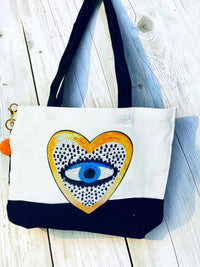 EVIL EYE PROTECTION COTTON TOTE - GOLDEN