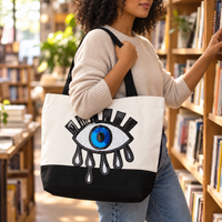 EVIL EYE PROTECTION COTTON TOTE - TEAR DROPS