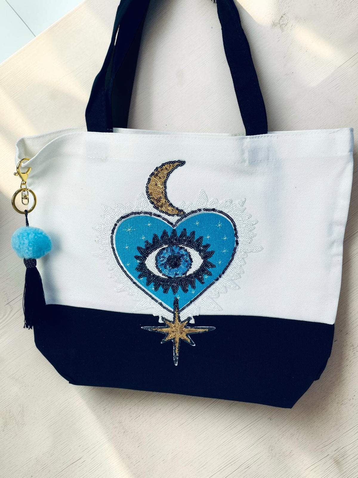 EVIL EYE PROTECTION COTTON TOTE - CELESTIAL